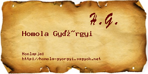 Homola Györgyi névjegykártya